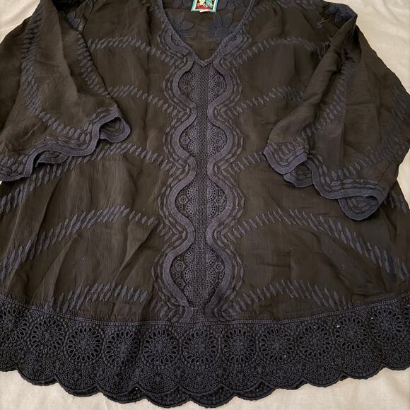 Johnny Was Black, Eyelet, Tunic Top- XS - Picture 3 of 8